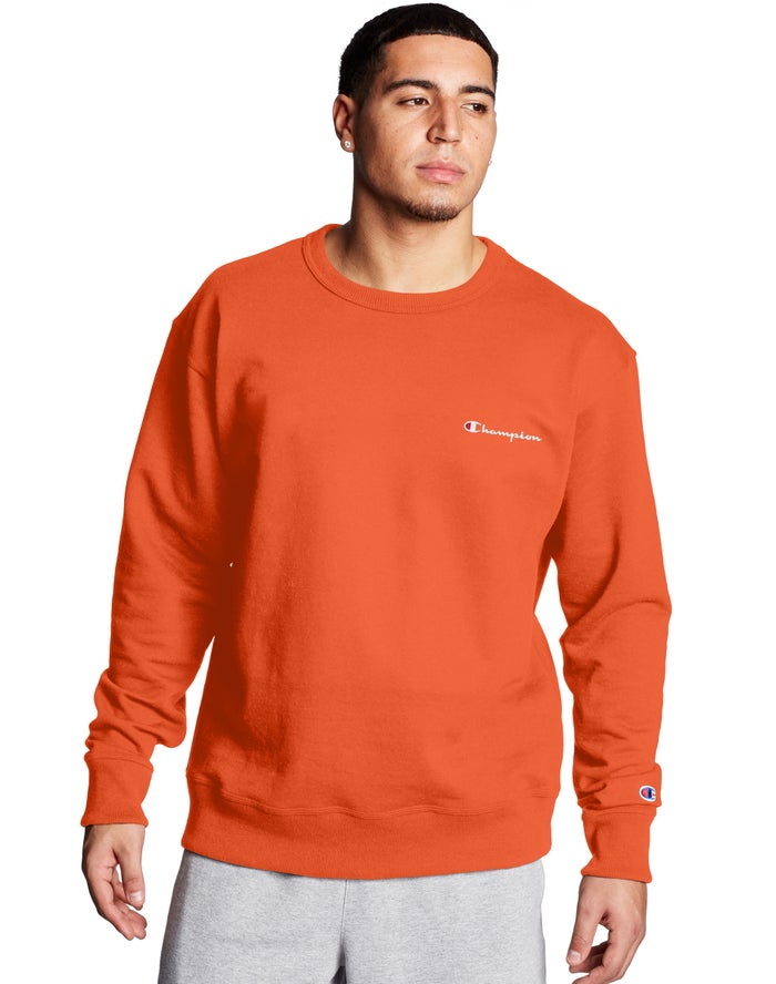 Sudadera Champion Hombre - Powerblend Fleece Crew Script Logo ( Naranjas ) 4357682-PK